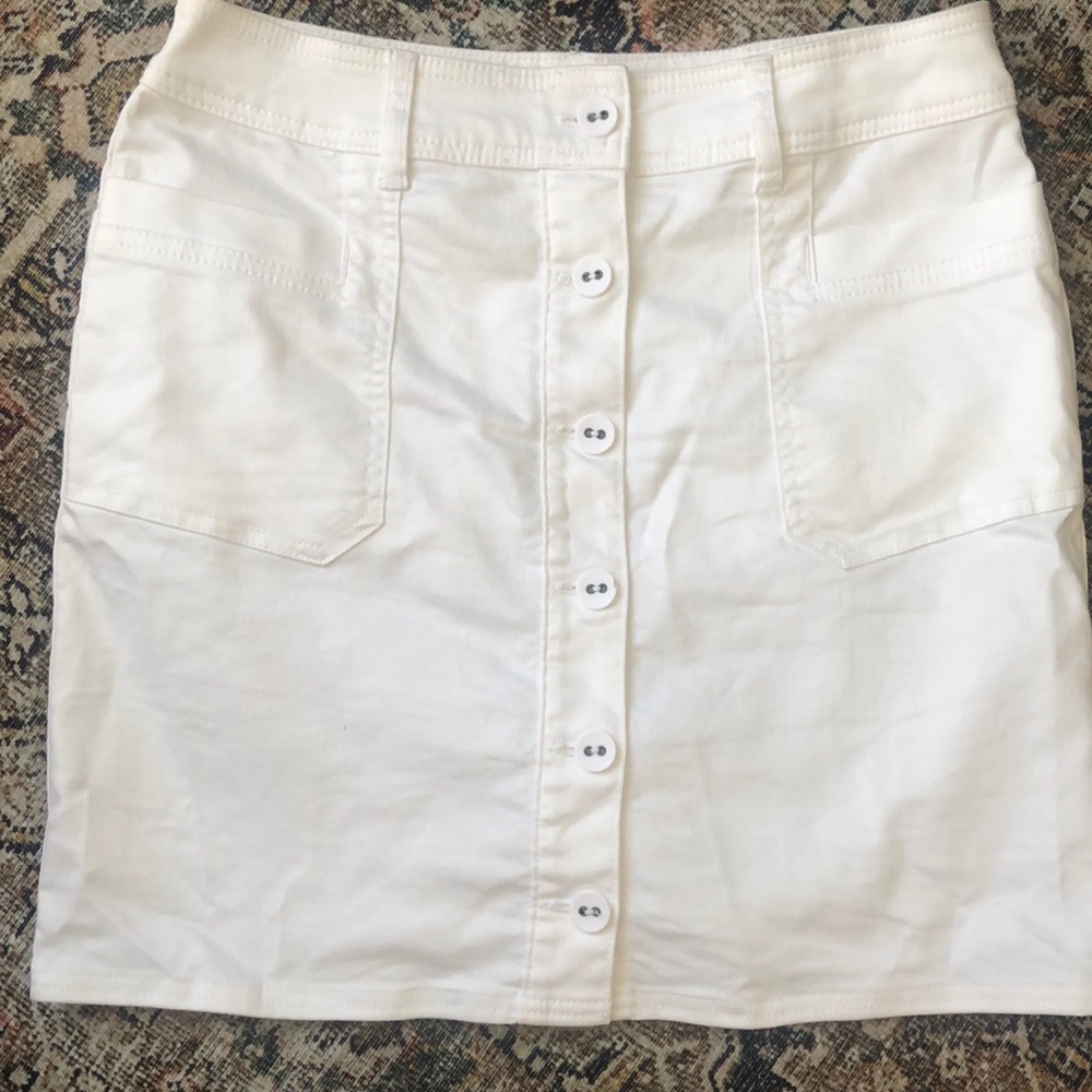 Prana button up white skirt